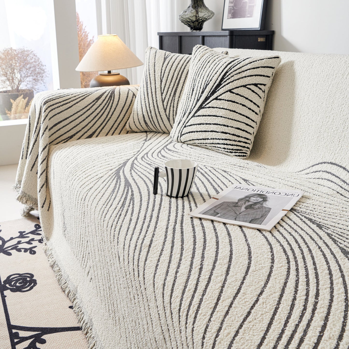 Cozy Striped Sofa Throw Blanket L Shaped Sectional Couch Covers Luxury Throws for Sofas