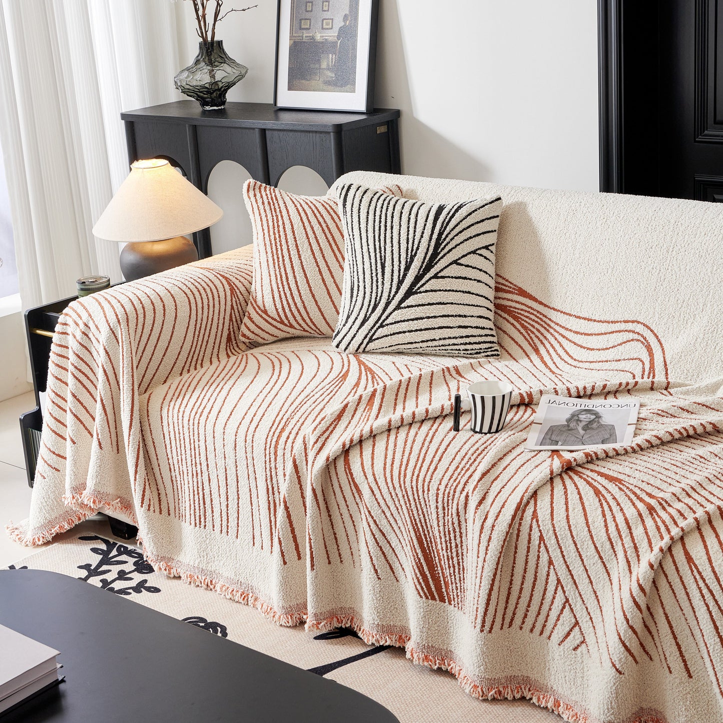 Cozy Striped Sofa Throw Blanket L Shaped Sectional Couch Covers Luxury Throws for Sofas