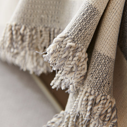 Chenille Geometric Sofa Throw Blanket, Boho Washable Furniture Throw Covers for Sofa