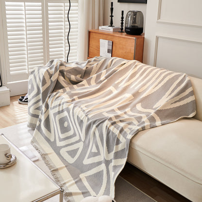 Chenille Geometric Sofa Throw Blanket, Boho Washable Furniture Throw Covers for Sofa
