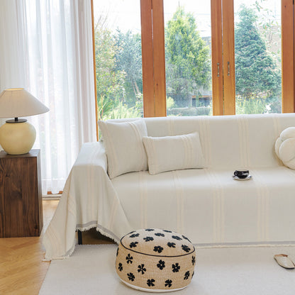 Textural Striped Chenille Sofa Covers, Boho Washable Decor Sofa Blankets Covers