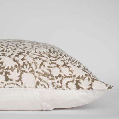 Ochre Floral Block Printed Pillow Cover | Mustard