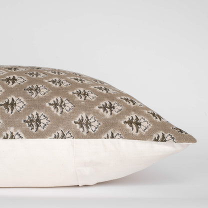 Rhea Floral Block Printed Pillow Cover | Mustard