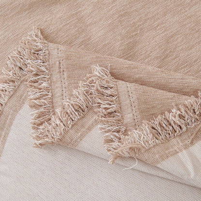 Solid Color Chenille Sofa Throw Blanket, Modern Decor Soft Couch Cover with Fringes