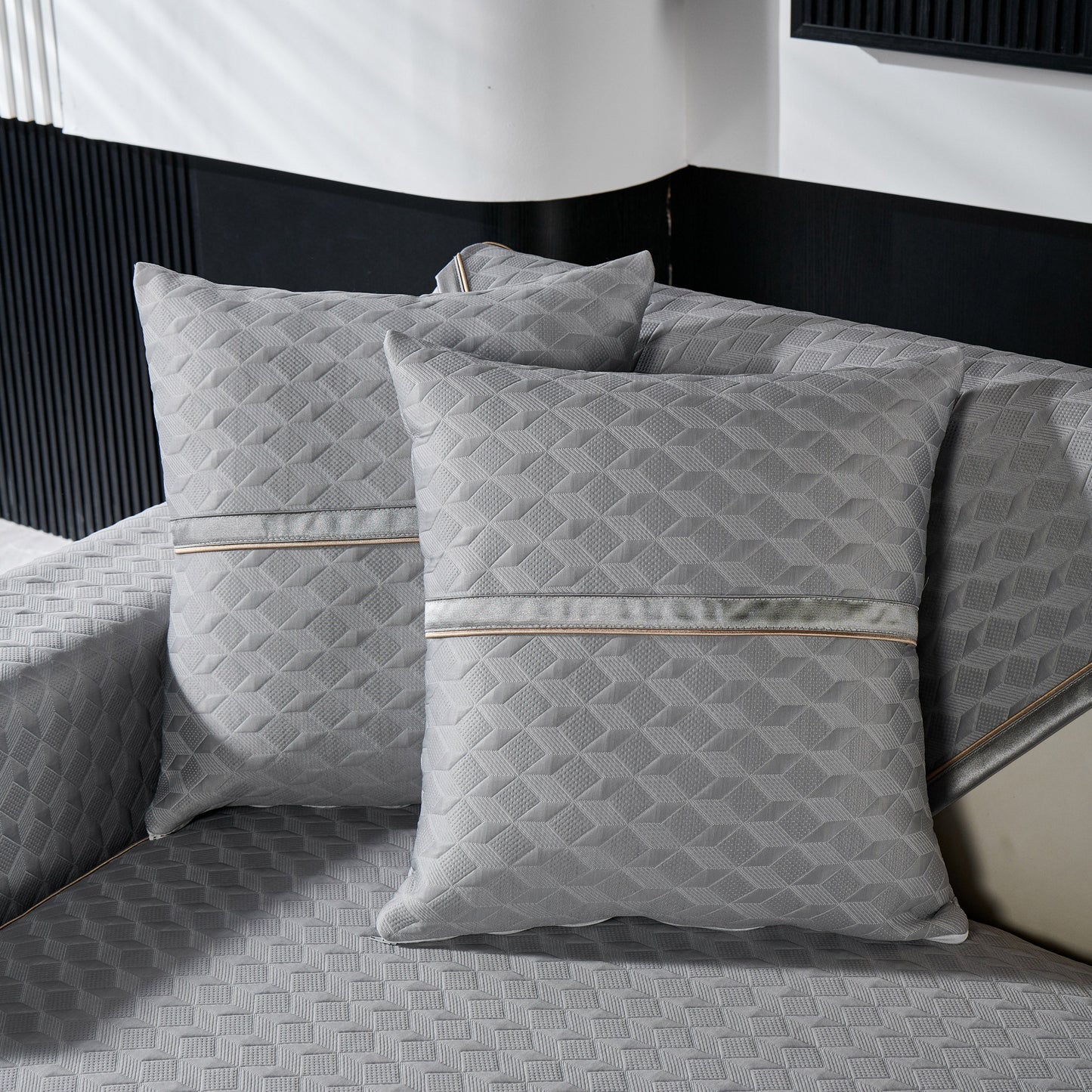Geometric 3D Sofa Cover, Non-Slip Couch Protector for Seat, Backrest & Armrest