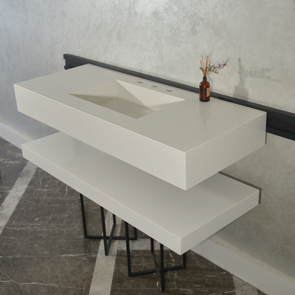 HANDCRAFTED CUSTOM QUARTZ SINK WITH SHIELF (QU-116)