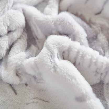 Plush Faux Fur Warm Sofa Cover with Waves Jacquard Textured Throw Blankets for Couch