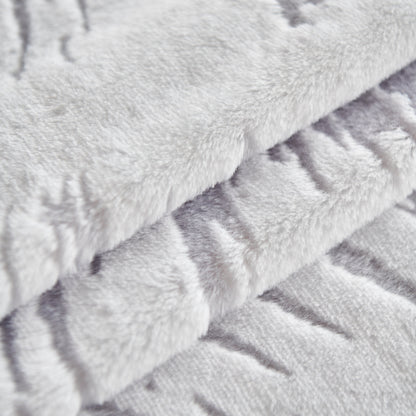 Plush Faux Fur Warm Sofa Cover with Waves Jacquard Textured Throw Blankets for Couch