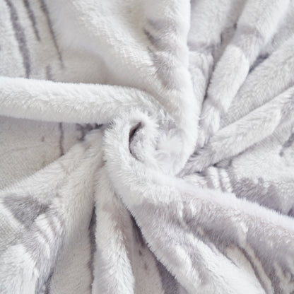 Plush Faux Fur Warm Sofa Cover with Waves Jacquard Textured Throw Blankets for Couch
