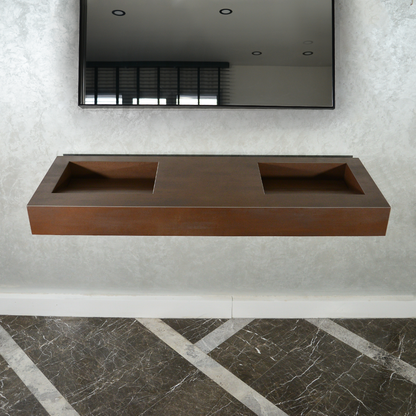 CUSTOM INFINITY – METAL CORTEN ENGINEERED PORCELAIN DOUBLE SINK (ES-083)
