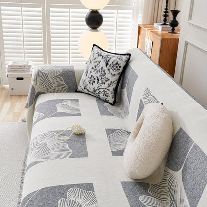 Reversible Ginkgo Leaf Furniture Slipcovers for Sofas Scratch Resistant Sectional Sofa Throw Covers
