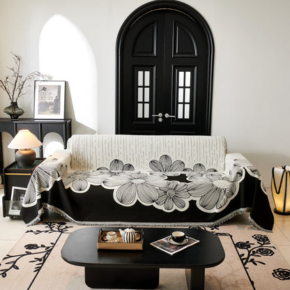 Floral Sofa Slipcovers Reversible Sofa Throw Covers with Tassels Pretty Furniture Covers for Sofas