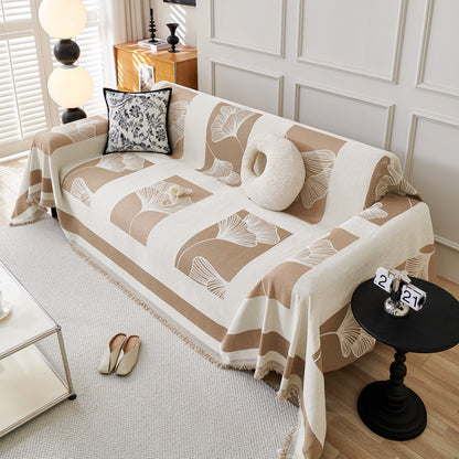 Reversible Ginkgo Leaf Furniture Slipcovers for Sofas Scratch Resistant Sectional Sofa Throw Covers
