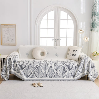 Soft Woven Leaf Couch Blanket, Pet-friendly Sectional Sofa Slipcover For Cats Dogs