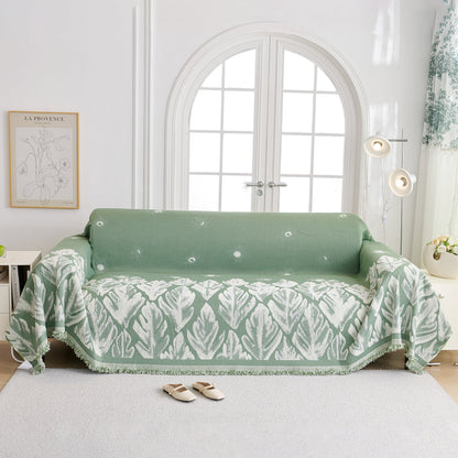 Soft Woven Leaf Couch Blanket, Pet-friendly Sectional Sofa Slipcover For Cats Dogs