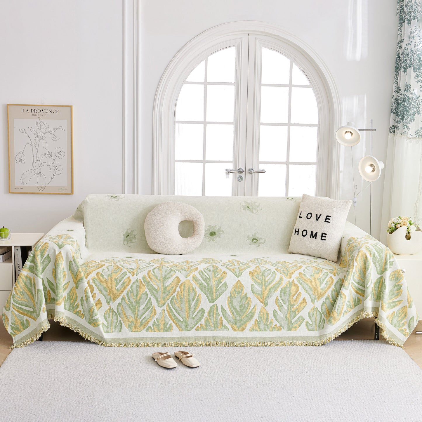 Soft Woven Leaf Couch Blanket, Pet-friendly Sectional Sofa Slipcover For Cats Dogs