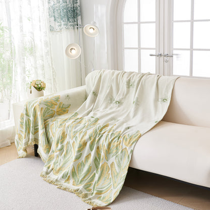 Soft Woven Leaf Couch Blanket, Pet-friendly Sectional Sofa Slipcover For Cats Dogs