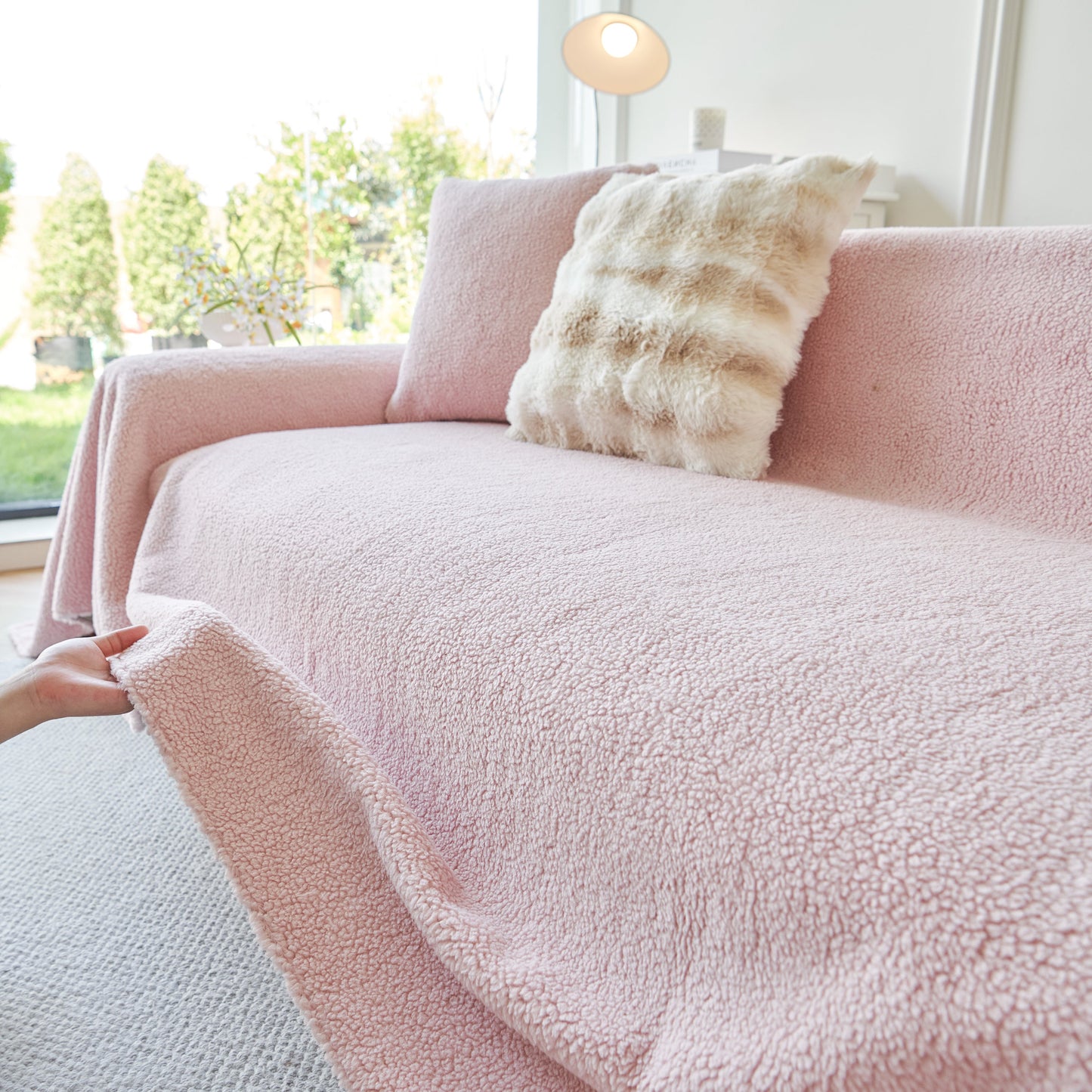 Thick Sherpa Fleece Sofa Protector Cover Stylish Durable Slipcovers for Couches and Chairs