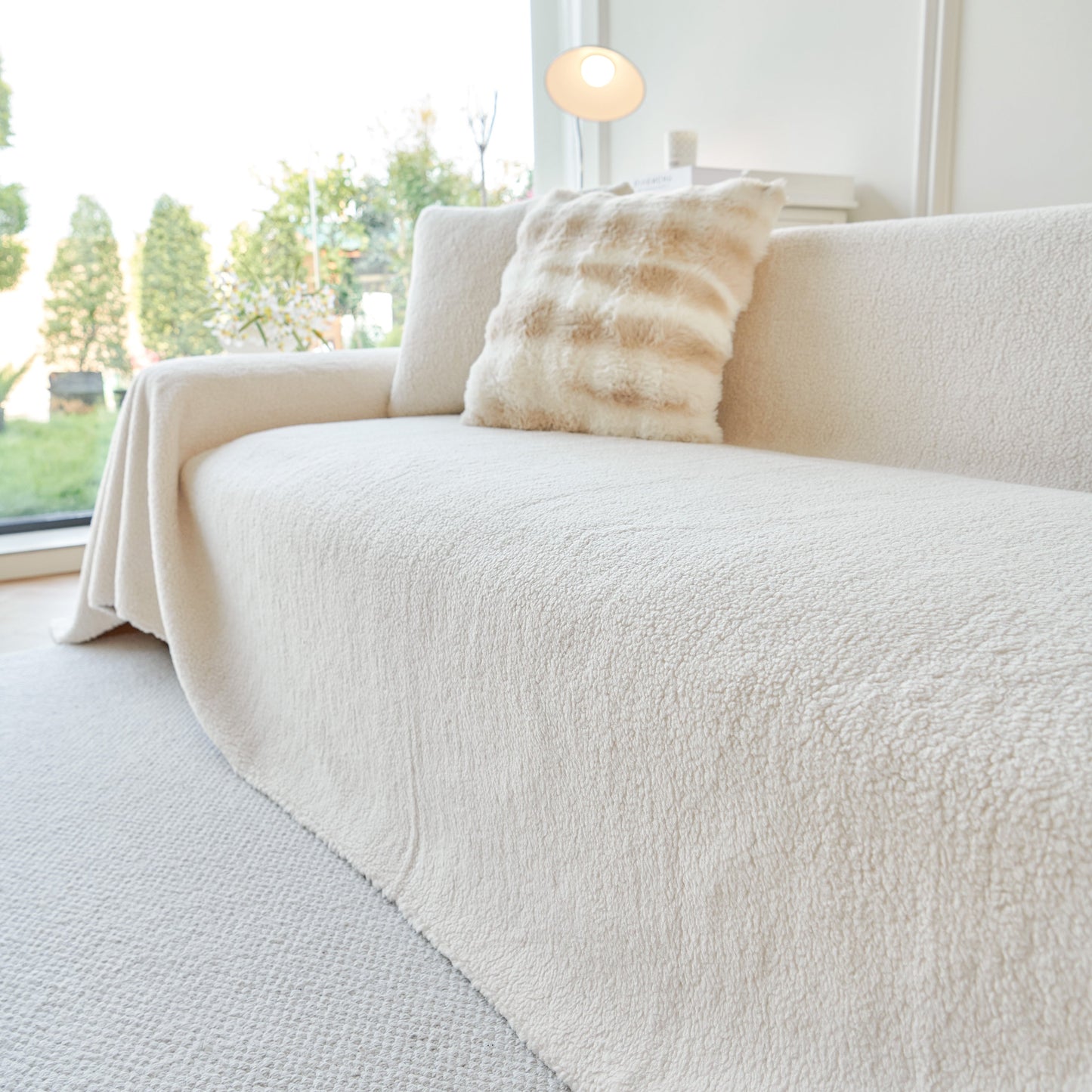 Thick Sherpa Fleece Sofa Protector Cover Stylish Durable Slipcovers for Couches and Chairs