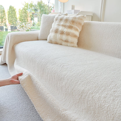 Thick Sherpa Fleece Sofa Protector Cover Stylish Durable Slipcovers for Couches and Chairs