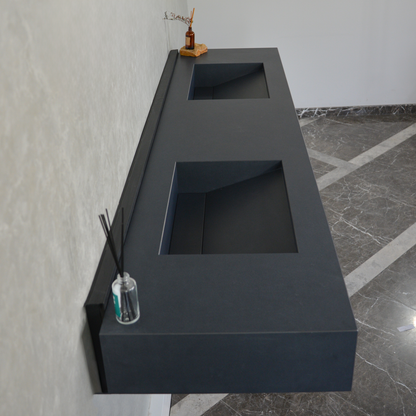 HANDCRAFTED INFINITY TOTAL BLACK HIGH ENGINEERED PORCELAIN DOUBLE SINK (ES-093)