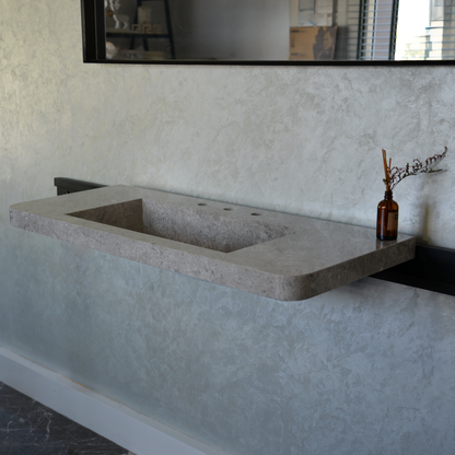 HANDCRAFTED CUSTOM TUNDRA GREY MARBLE SINK (NS-097)