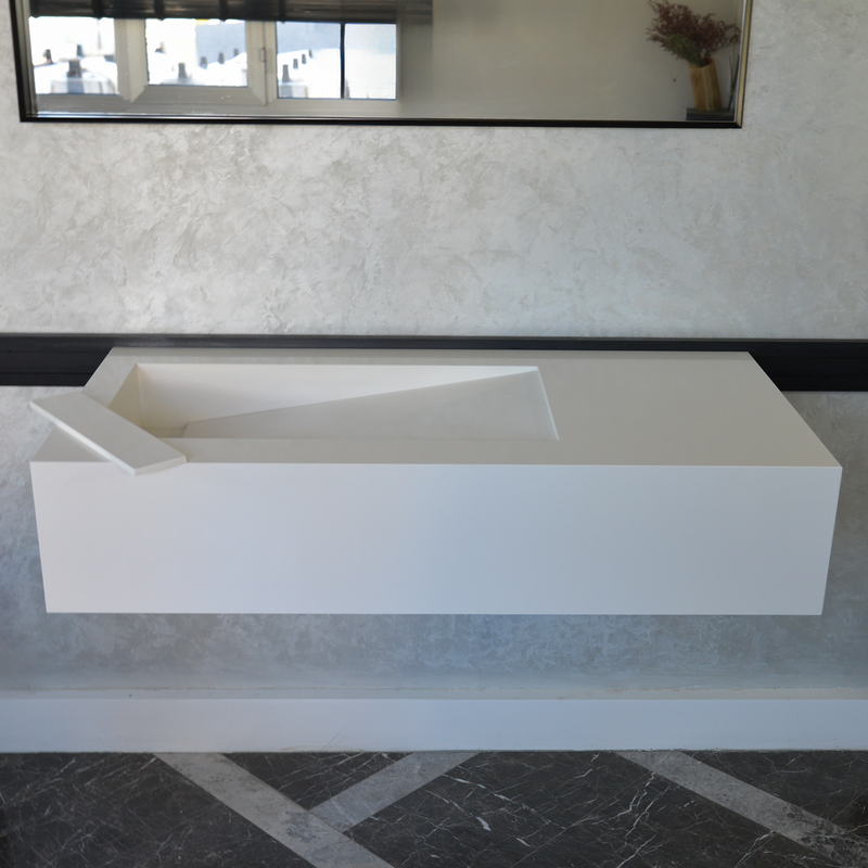 White Quartz Handcrafted Kitchen Sink - Precision Engineered and Custom Assembled