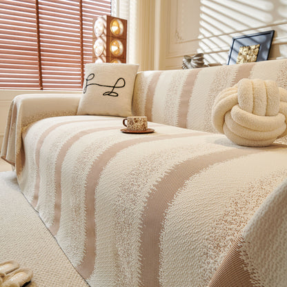 Modern Striped Sofa Throw Blanket, Lightweight Couch Cover for Summer Seating