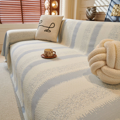 Modern Striped Sofa Throw Blanket, Lightweight Couch Cover for Summer Seating