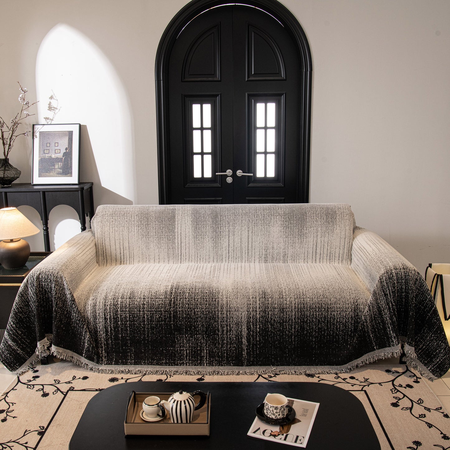 Modern Textured Sofa Cover Blanket, Tightly Woven Pet Sofa Throw for Sectional Couches