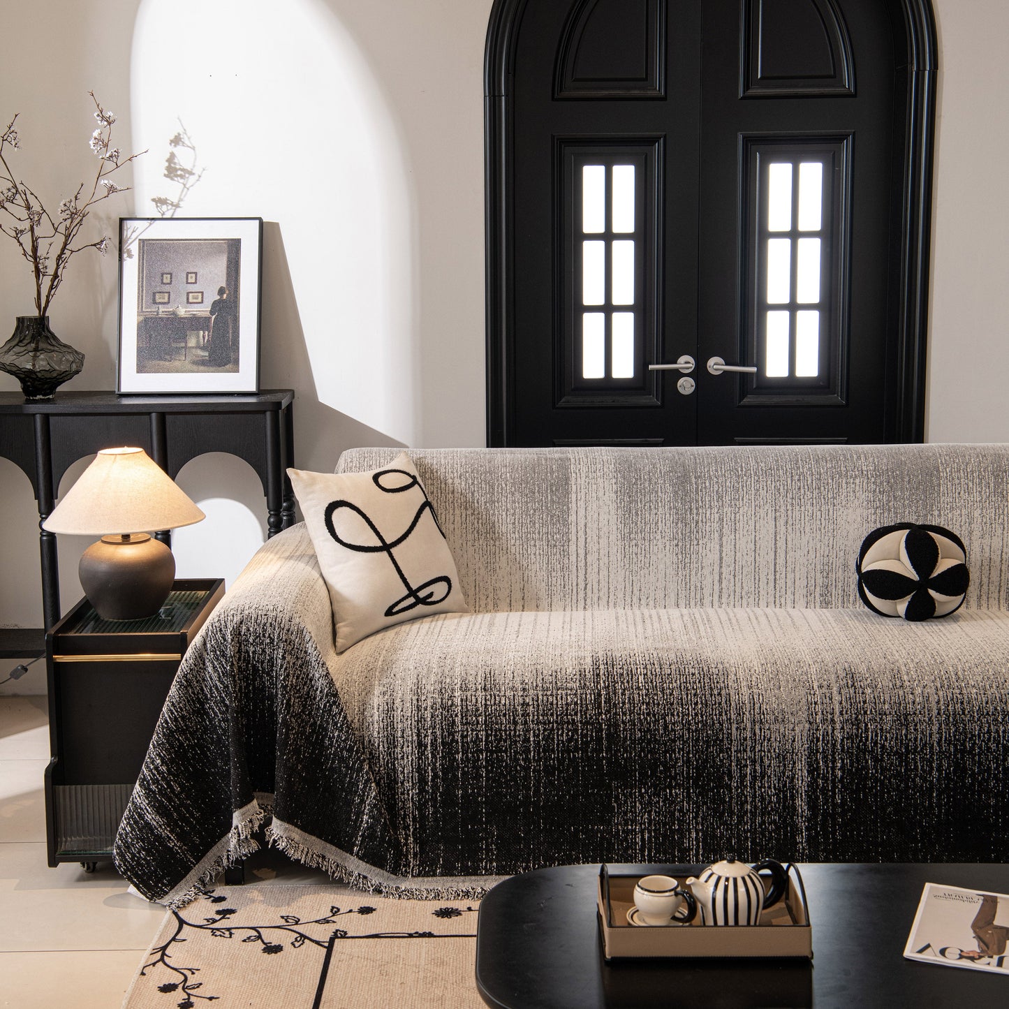 Modern Textured Sofa Cover Blanket, Tightly Woven Pet Sofa Throw for Sectional Couches