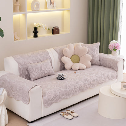 Sofa Cover for Leather & Fabric Couches, 3D Leaf Embossed Quilted Furniture Covers