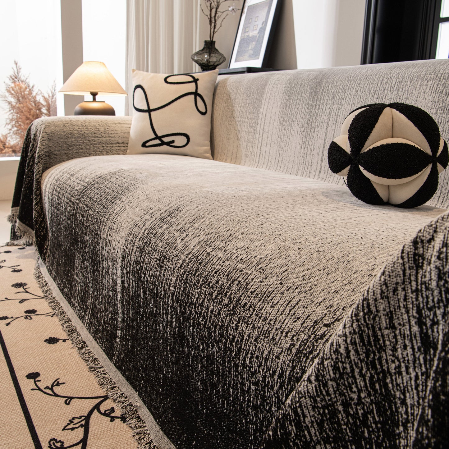 Modern Textured Sofa Cover Blanket, Tightly Woven Pet Sofa Throw for Sectional Couches