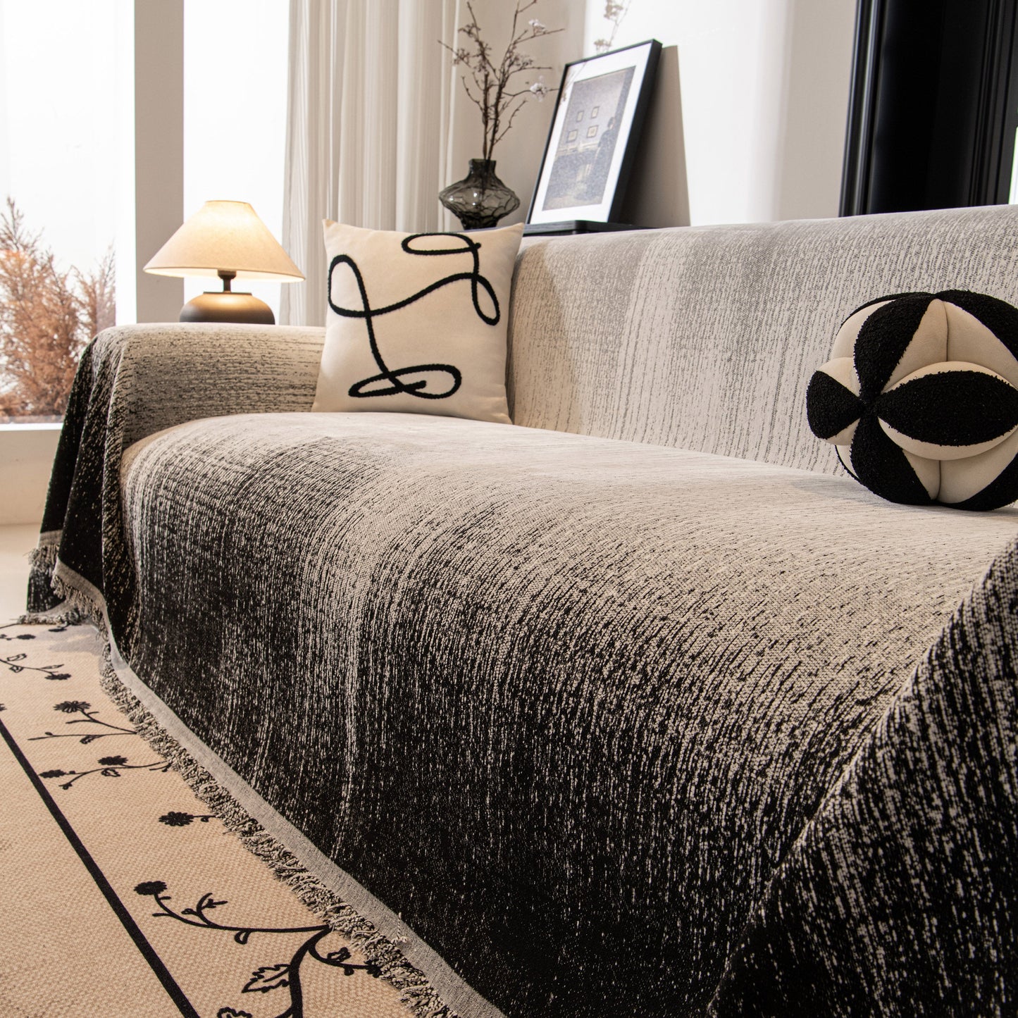 Modern Textured Sofa Cover Blanket, Tightly Woven Pet Sofa Throw for Sectional Couches