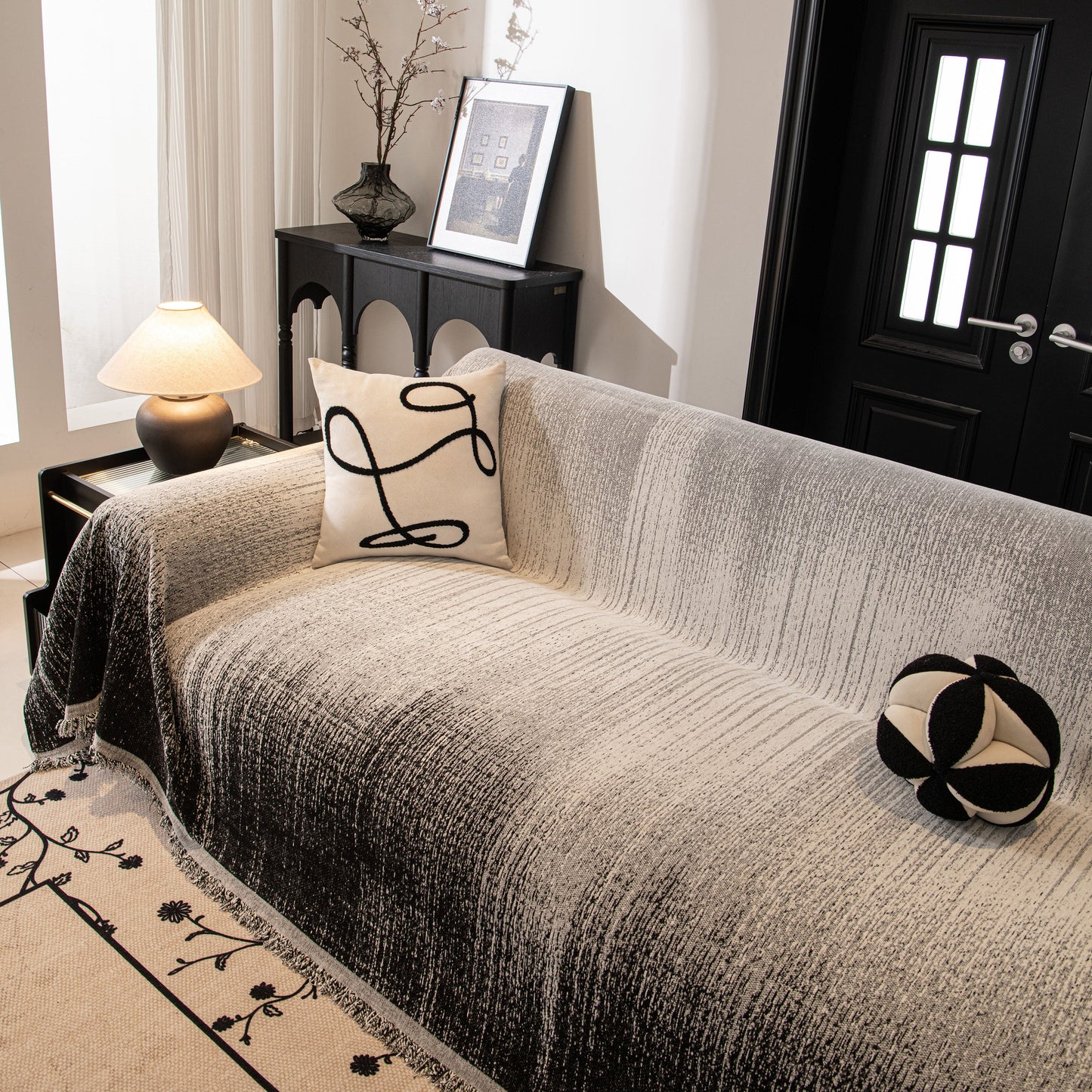 Modern Textured Sofa Cover Blanket, Tightly Woven Pet Sofa Throw for Sectional Couches