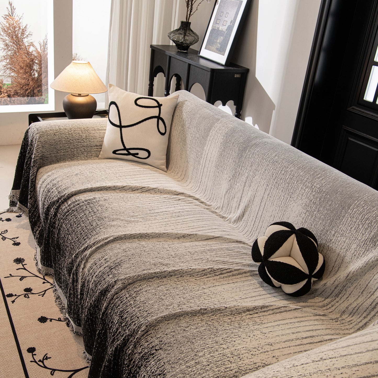 Modern Textured Sofa Cover Blanket, Tightly Woven Pet Sofa Throw for Sectional Couches