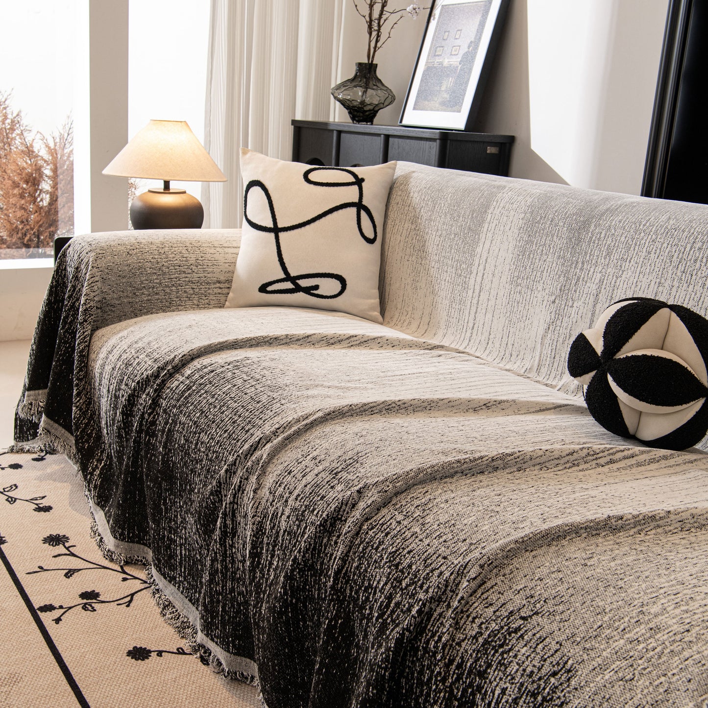 Modern Textured Sofa Cover Blanket, Tightly Woven Pet Sofa Throw for Sectional Couches