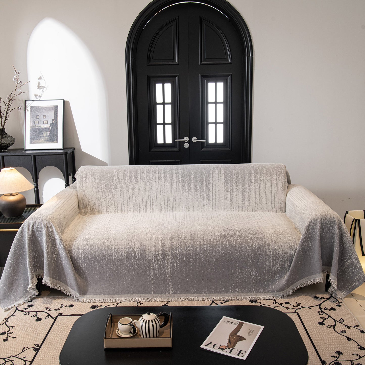 Modern Textured Sofa Cover Blanket, Tightly Woven Pet Sofa Throw for Sectional Couches