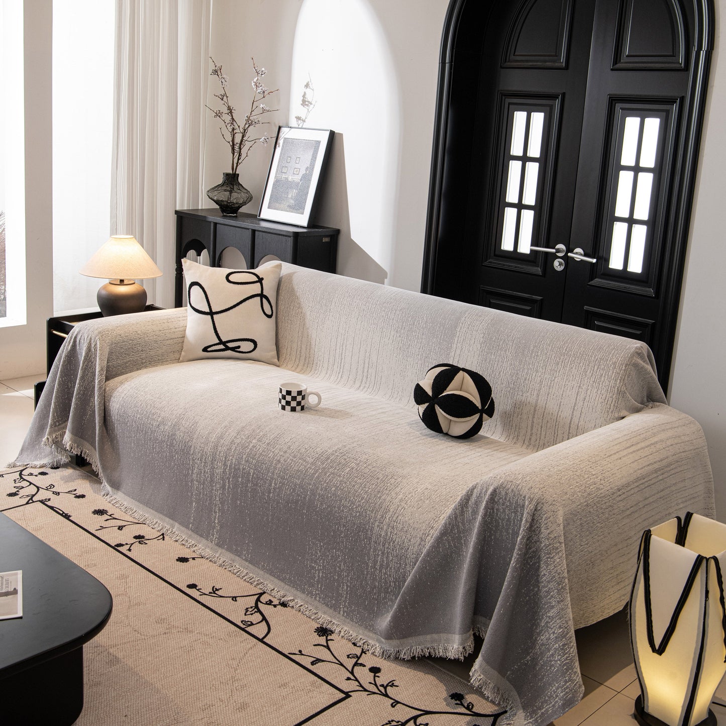Modern Textured Sofa Cover Blanket, Tightly Woven Pet Sofa Throw for Sectional Couches