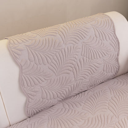 Sofa Cover for Leather & Fabric Couches, 3D Leaf Embossed Quilted Furniture Covers