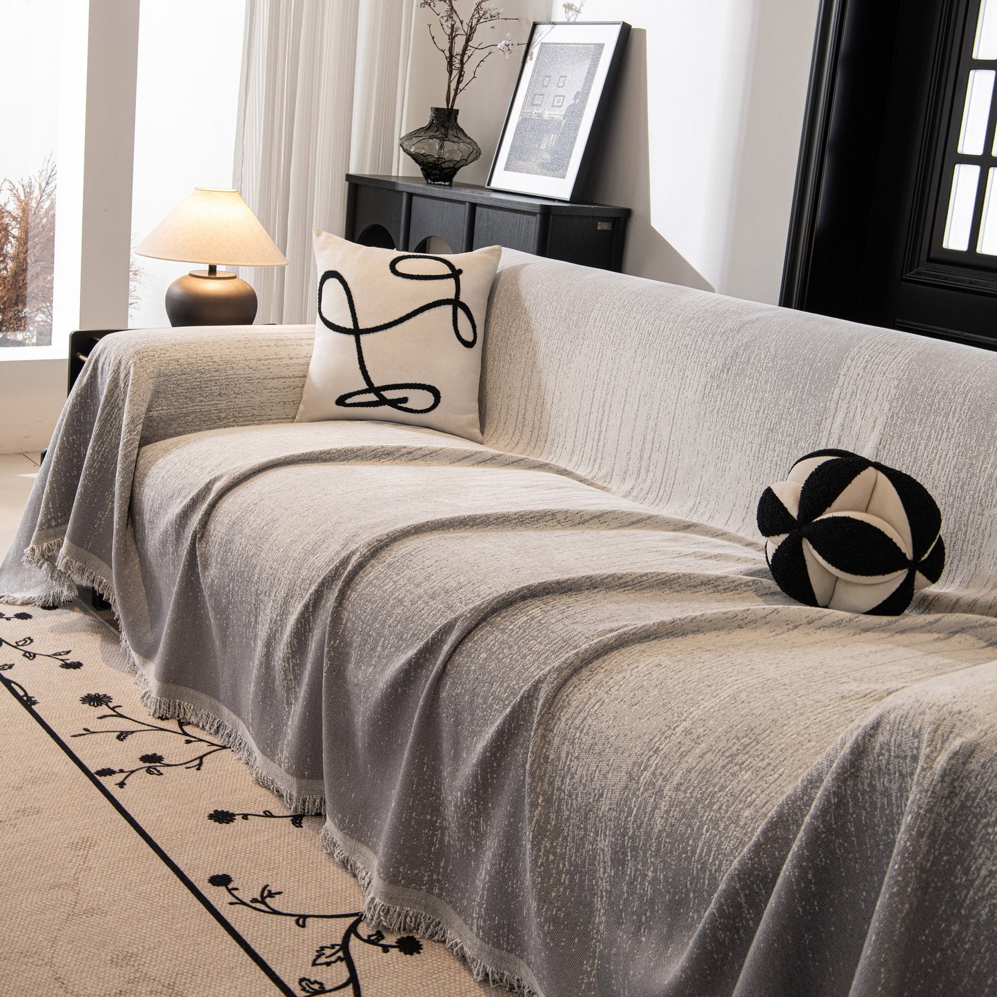 Modern Textured Sofa Cover Blanket, Tightly Woven Pet Sofa Throw for Sectional Couches