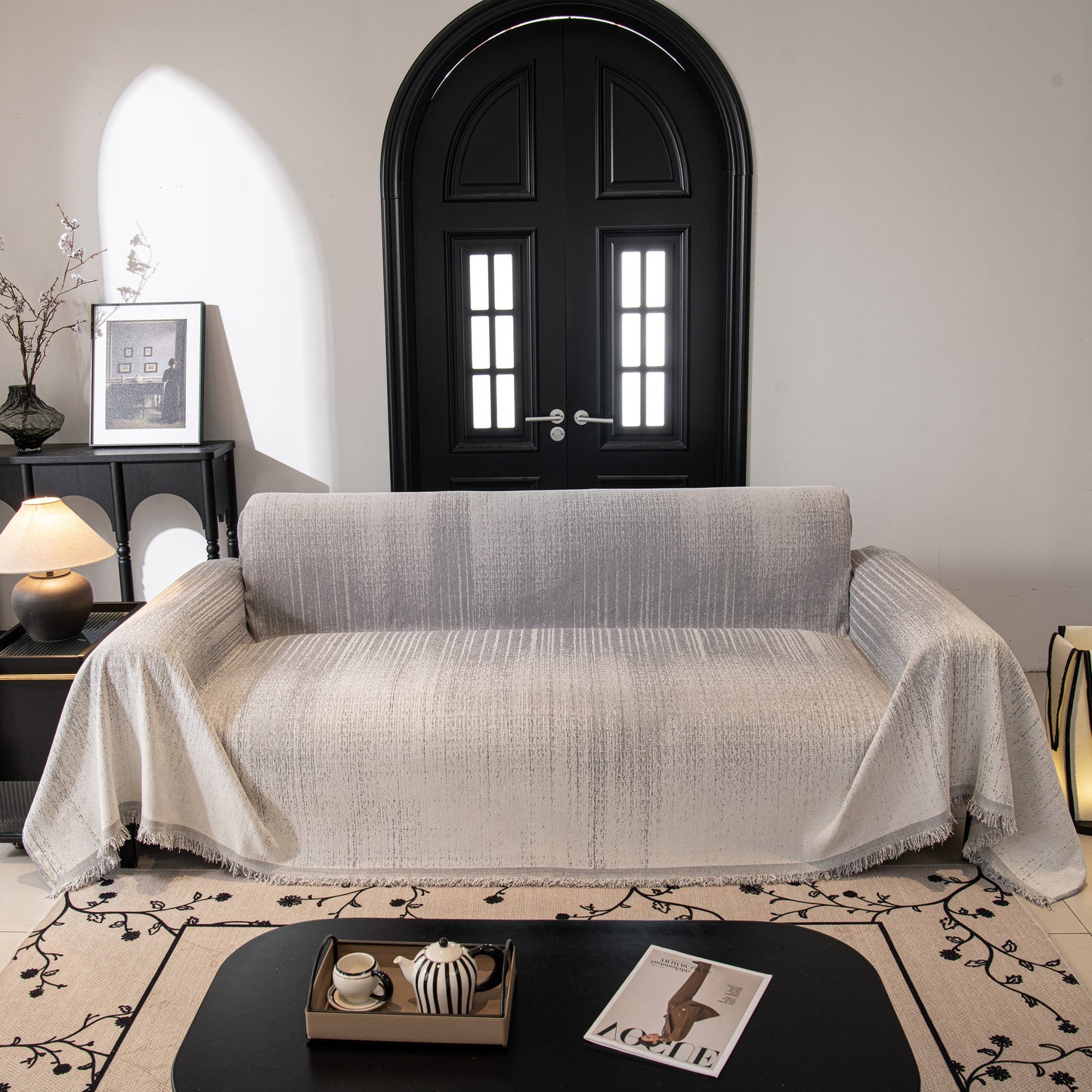 Modern Textured Sofa Cover Blanket, Tightly Woven Pet Sofa Throw for Sectional Couches