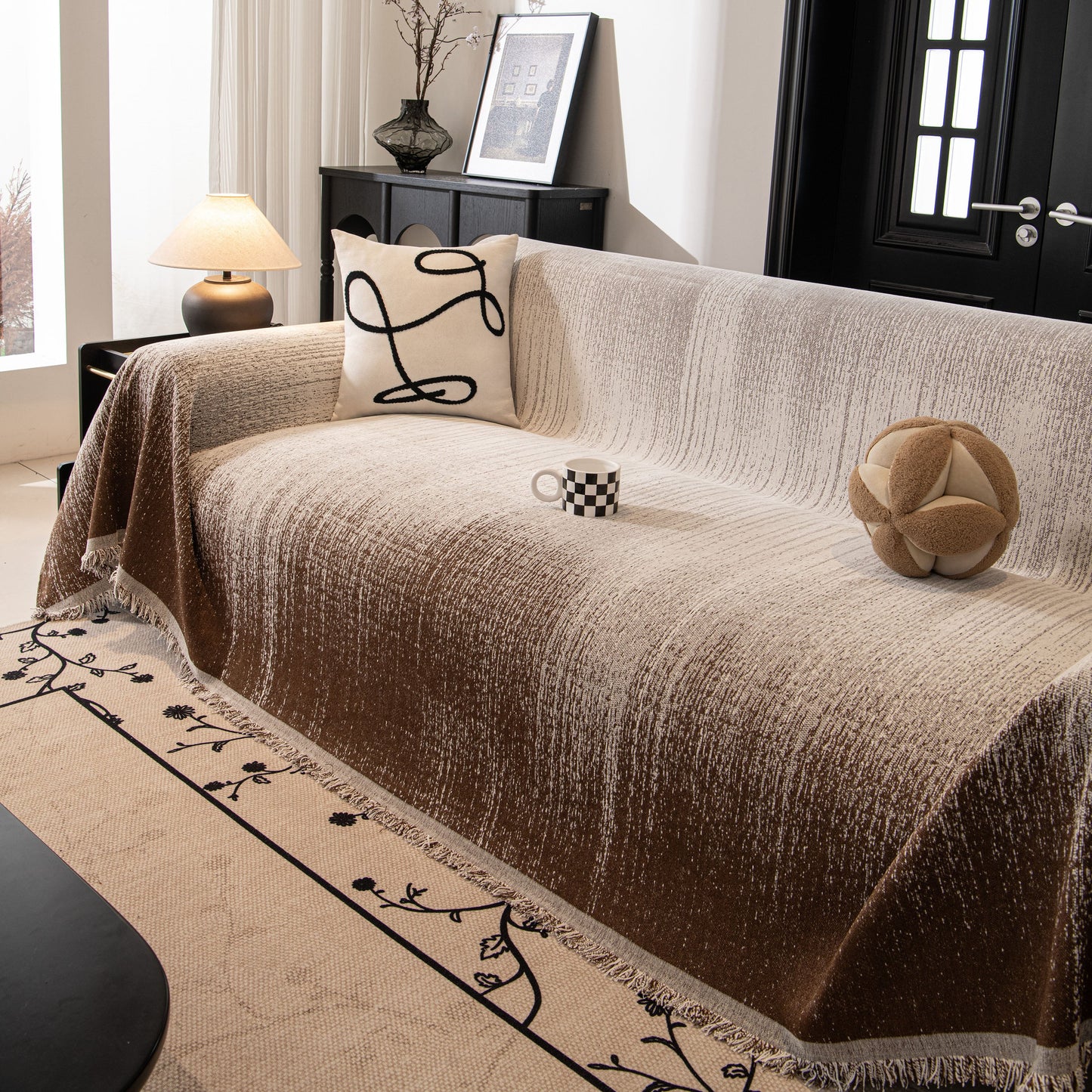 Modern Textured Sofa Cover Blanket, Tightly Woven Pet Sofa Throw for Sectional Couches