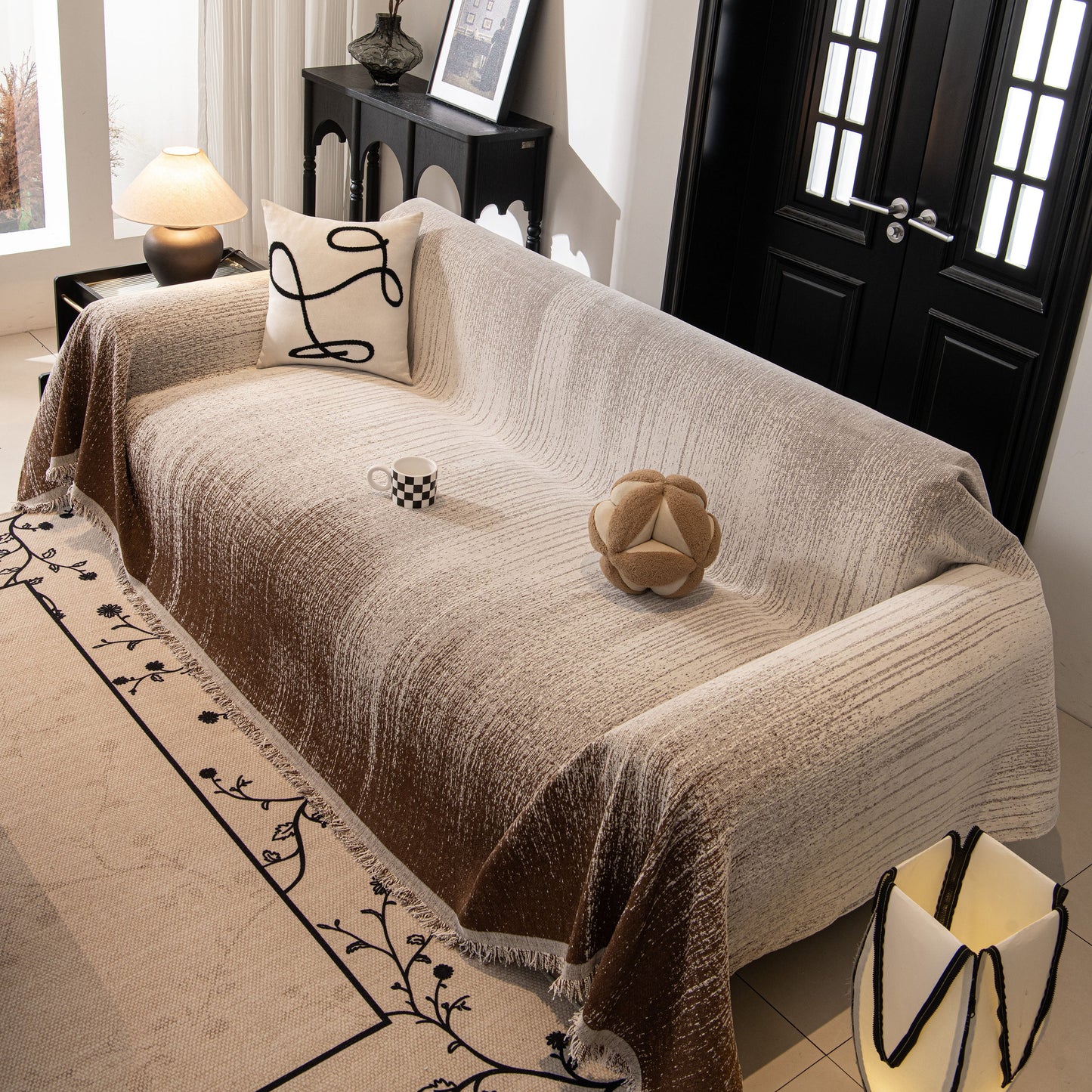 Modern Textured Sofa Cover Blanket, Tightly Woven Pet Sofa Throw for Sectional Couches