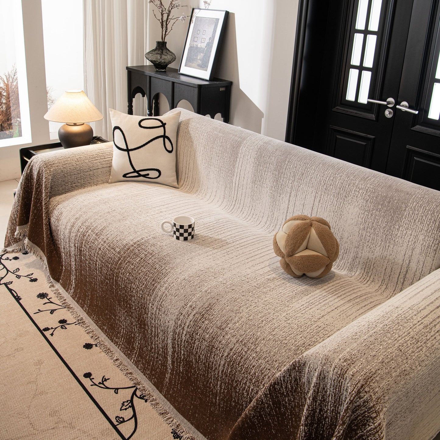 Modern Textured Sofa Cover Blanket, Tightly Woven Pet Sofa Throw for Sectional Couches