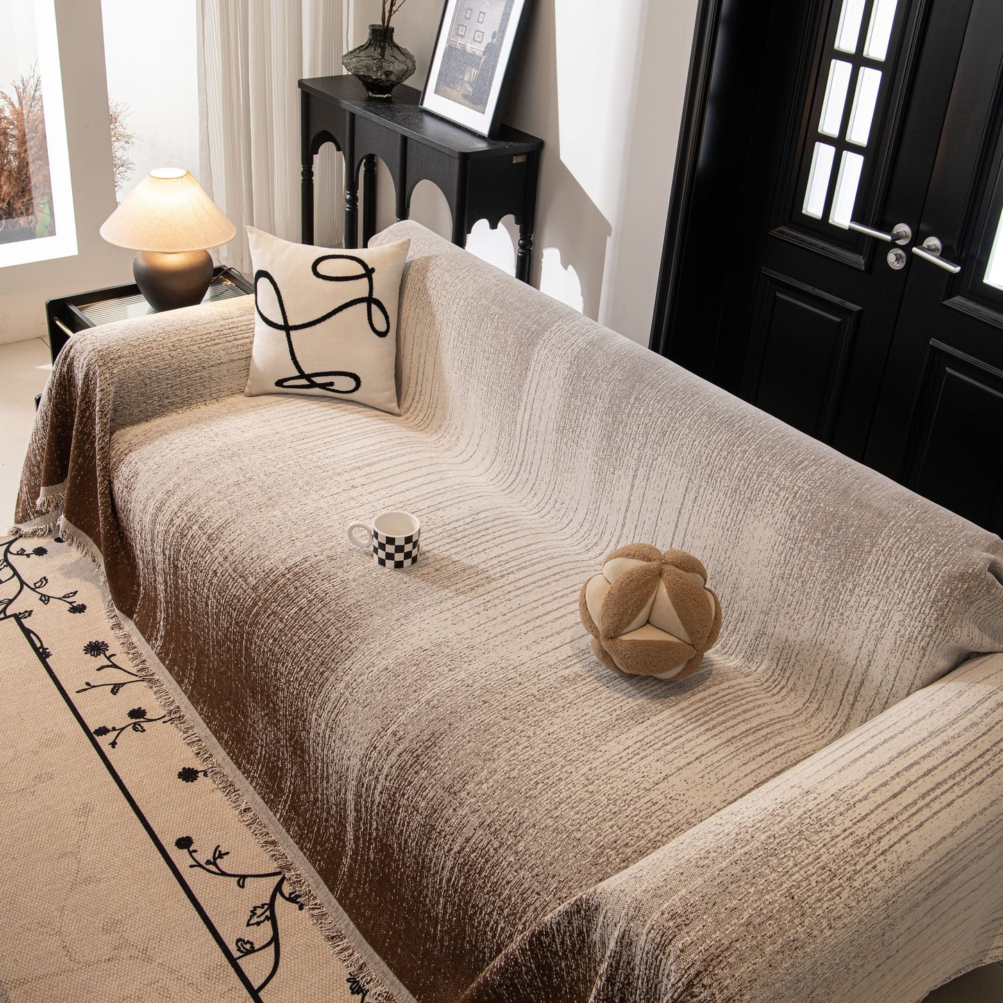 Modern Textured Sofa Cover Blanket, Tightly Woven Pet Sofa Throw for Sectional Couches