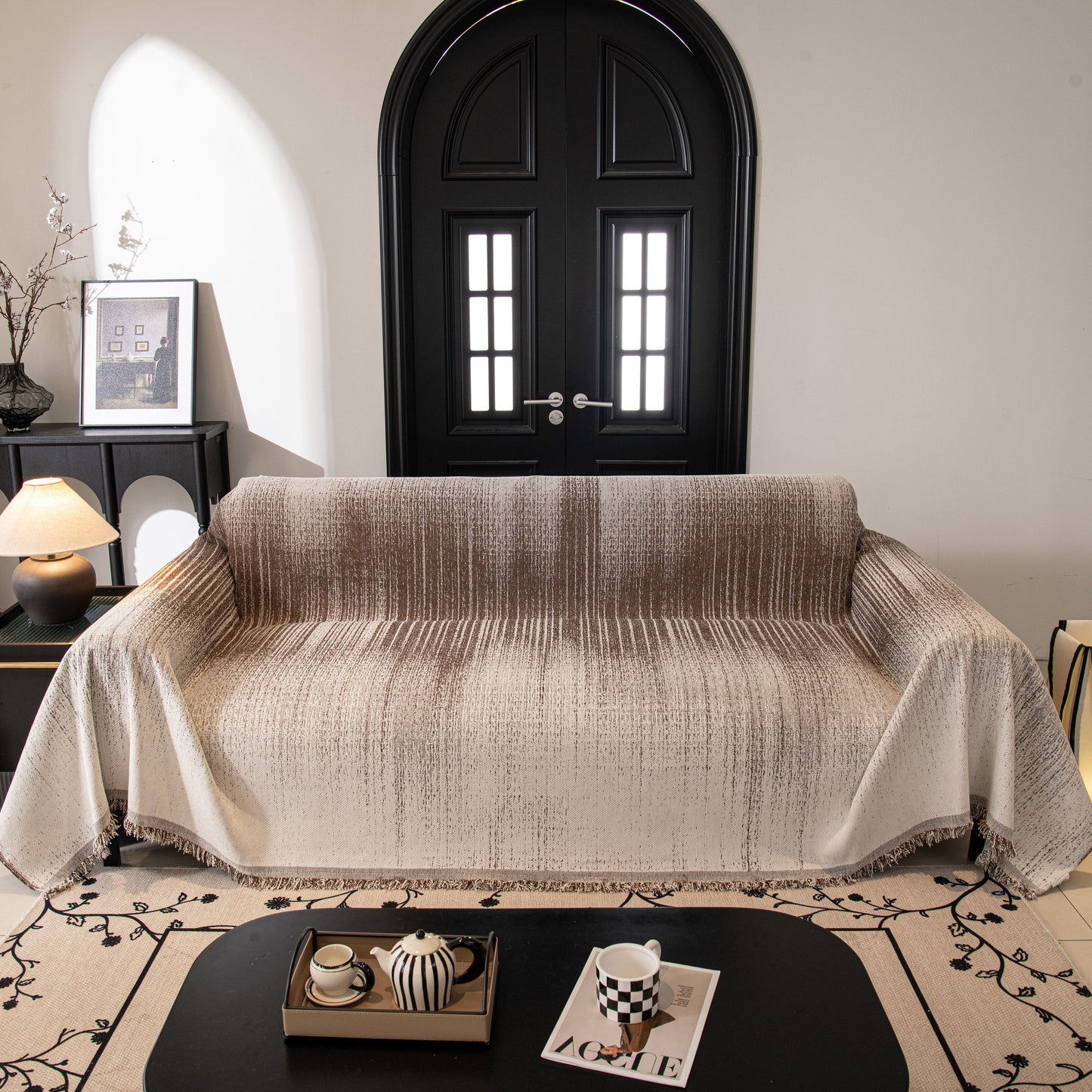 Modern Textured Sofa Cover Blanket, Tightly Woven Pet Sofa Throw for Sectional Couches