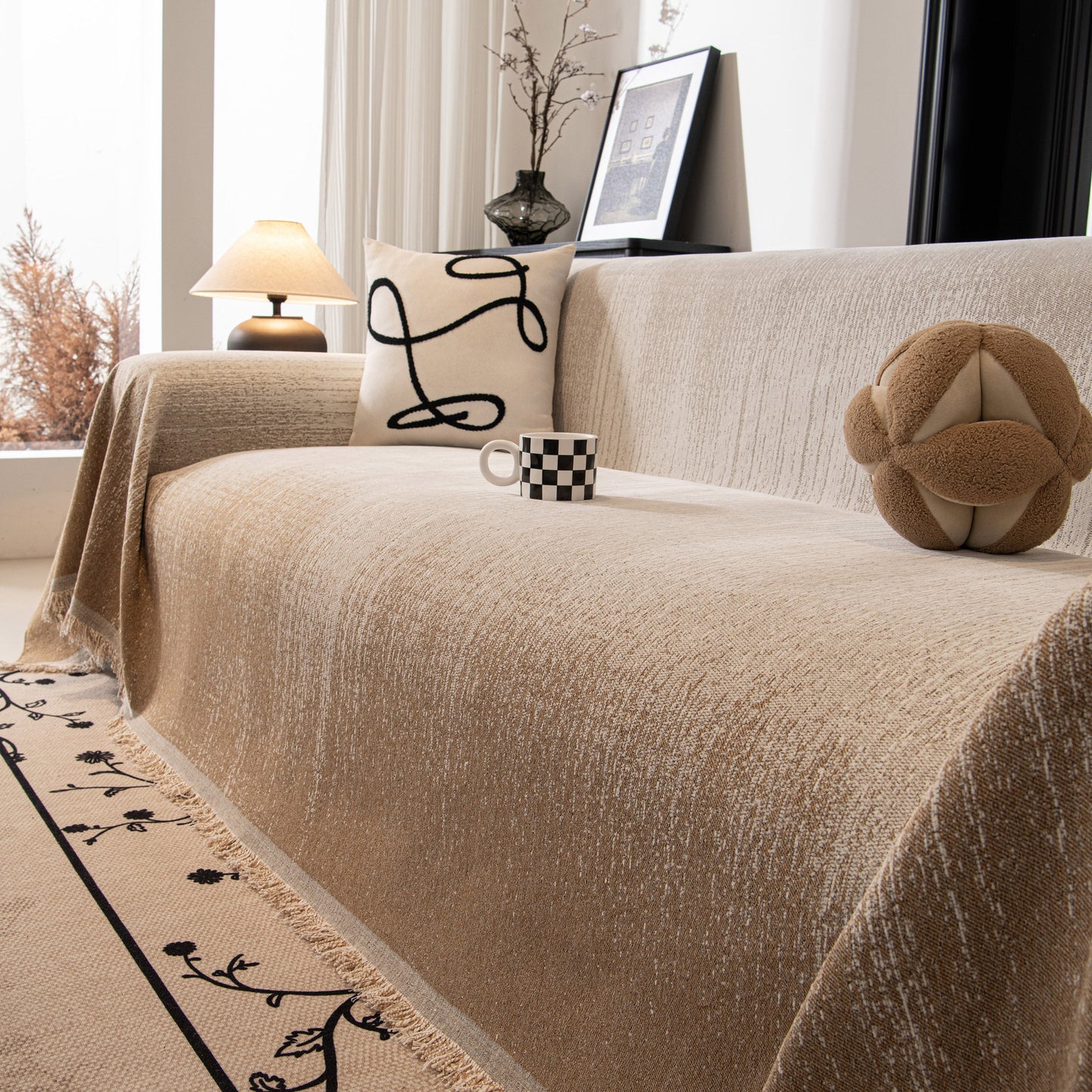 Modern Textured Sofa Cover Blanket, Tightly Woven Pet Sofa Throw for Sectional Couches