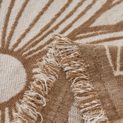Chenille Jacquard Sofa Throw Cover with Tassels, All-Season Furniture Protector for Home and Office