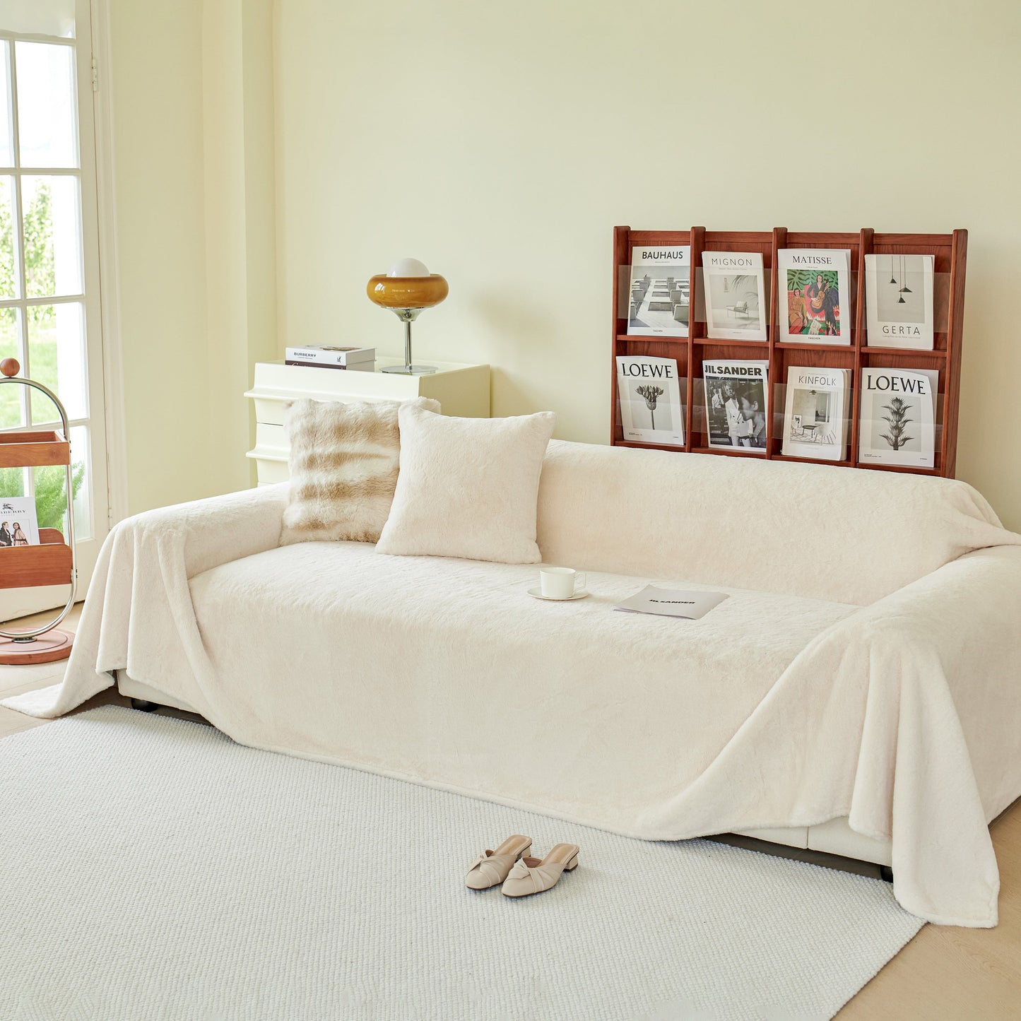 Faux Fur Smooth Plush Comfy Couch Covers, Soft Thicked Durable Blankets and Throws for Sofas
